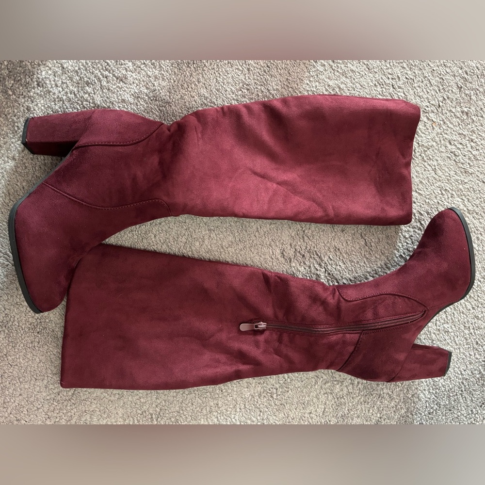 Burgundy Suede Boots